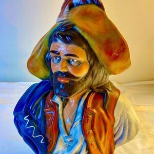 VINTAGE HOLLAND MOLD BUCCANEER BUST CERAMIC STATUE